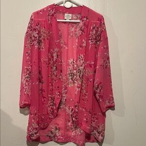 St. John's Bay Vibrant Pink Floral Kimono